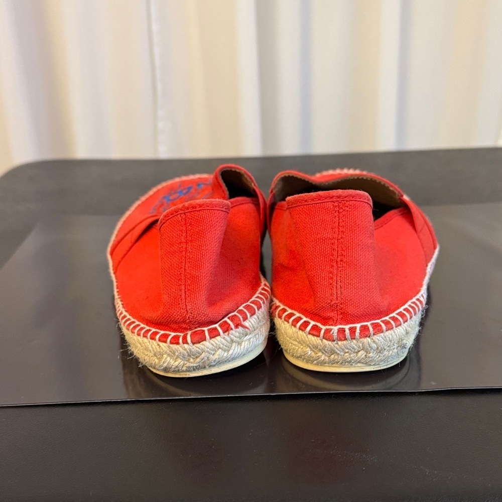 KENZO Paris Red Tiger Head Embroidered Canvas Espadrilles Women Size 42 or 12 - Picture 6 of 10